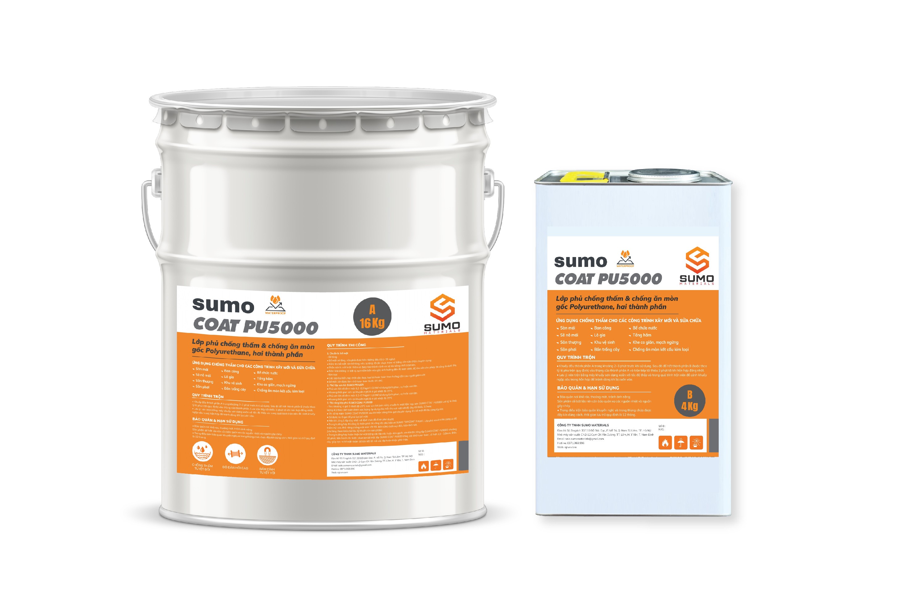 SUMO COAT PU5000 LỚP PHỦ CHỐNG THẤM CHỐNG ĂN MÒN GỐC POLYURETHANE 2 THÀNH PHẦN